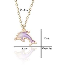 Cute Alloy Dolphin Pendant Necklace Marine Animals Colored Fish Jewelry for Women,Party Favors and Stocking Stuffers for Girl