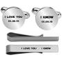 Kooer I Love You I Know Custom Personalized Wedding Engraved Cuff Links Tie Clip Set Engrave Wedding Cufflinks Jewelry Gift for Groom