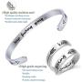 RENYILIN Inspirational Cuff Bracelet and Double Stainless Steel Ring, The Bracelet and Ring Size can be Adjusted for Girls and Boys