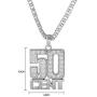 Sliver Necklace with 50 Cent Pendant for Men,Stainless Steel Rhinestone Jewelry,Rapper Chains Iced Out Pendants with 28 Inches