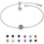 EGOO&YAMEE Birthstone Bracelet White Gold Plated Cubic Zircon Adjustable Bangle 12 Color Gifts for Women Girls