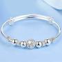 smallwoodi Bangle Bracelet, Hollow Bead Charm Bracelet Bangle Fashion Women Adjustable Party Womens 925 Sterling Similar Silver beads Jewelry Christmas Gift for Men for Women Silver