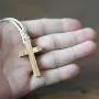 Natural Olive Wood Cross Pendant Necklace for Men Women Children Kids Boy Girl Gift Wooden Car Rearview Mirror Pendant