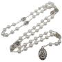 TALISMAN4U Seven Sorrows of Mary Rosary Chaplet White Glass Beads Catholic Jewelry Necklace for Women with Rosary Box