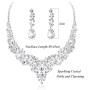 YADOCA Womens Wedding Bridal Necklace Earrings Jewelry Set Sparkling Crystal Teardrop Cluster Statement Necklace Earrings for Bridesmaid