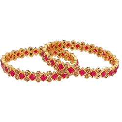 Efulgenz Indian Style Bollywood Gold Plated Crystal Rhinestone Faux Kundan Stone Wedding Bridal Bracelet Bangle Set Jewelry