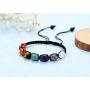 Top Plaza 7 Chakra Stone Yoga Bracelet Reiki Healing Crystal Natural Gemstone Braided Rope Bracelets for Women Girl