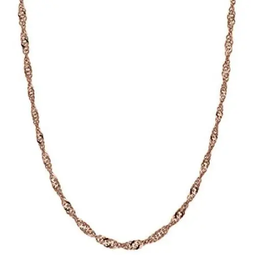 Honolulu Jewelry Company 14K Solid Rose Gold Singapore Twisted Curb Chain 16'' 18'' 20'' Necklace Honolulu Jewelry Company 14K Solid Rose Gold Singapore Twisted Curb Chain 16'' 18'' 20'' Necklace