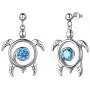 Aurora Tears Turtle Necklace/Earrings/Ring Set Celtic Spiral 925 Sterling Silver Sea Animal Viking Swirls Turtle Jewelry Sets Women Birthstone Ancient Symbol Crystal Cute Jewellery