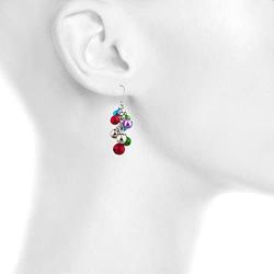 Lux Accessories Silver Tone Christmas X-Mas Jingle Bells Chandelier Earrings