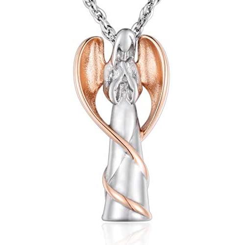 XIUDA Angel Lady Cremation Urn Necklace for Ashes Guardian Angel Ashes Jewelry Memorial Keepsake Pendant “You are My Angel”