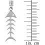925 Sterling Silver Fishbone Fish Bones Skeleton Pendant Necklace