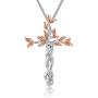 QLEESI Tree of Life Silver Pendant Necklace for Women Mother Family Prosperity- Rose Gold Crucifix Necklace Jewelry Gift for Valentines Day