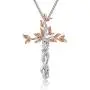 QLEESI Tree of Life Silver Pendant Necklace for Women Mother Family Prosperity- Rose Gold Crucifix Necklace Jewelry Gift for Valentines Day