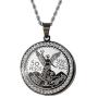 Men Women 925 Italy 14k White Gold Finish Iced Round Mexican Coin Centenario Mexicano Moneda 50 Pesos Ice Out Pendant Stainless Steel Real 2.5 mm Rope Chain Necklace, Mens Jewelry, Iced Pesos Coin Pendant, Chain Pendant Rope Necklace