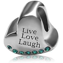 JMQJewelry Heart Live Love Laugh Birthstone Birthday Charms Beads For Bracelets Mom Grandma Son Daughter Brother Sister Jewelry