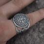 SanLan Vegvisir Ring Triskele Ring Norse Viking Ring Magic Compass Viking Jewel Iceland Runic Compass Futhark Runes Stave Nordic Jewelry