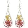 BaubleStar Pressed Flower Teardrop Earrings Dry Flowers Drop Dangle Fashion Jewelry