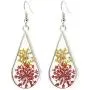 BaubleStar Pressed Flower Teardrop Earrings Dry Flowers Drop Dangle Fashion Jewelry