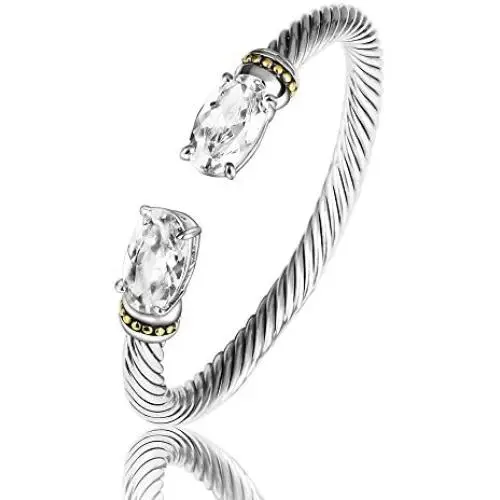 UNY Stainless Steel Cuff Bangles Crystal Mosaic Bracelet Bangle for Women Fashion Jewelry BR75854