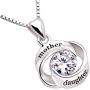 ALOV Jewelry Sterling Silver Mother and Daughter Love Cubic Zirconia Pendant Necklace