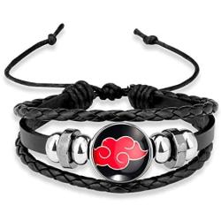 Naruto Sharingan Eye Akatsuki Anime Leather Wristband Braided Bracelet Naruto Time Gemstone Leather Cosplay Jewelry