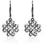 Sterling Silver Diamond-cut Celtic Heart Love Knot Leverback Earrings