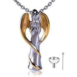 Bivei Guardian Angel Cremation Jewelry for Ashes Keepsake Holder Memorial Urn Pendant Necklace with Funnel Kit