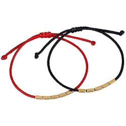 Dainty Tibet Bracelet with Copper Beads Handmade Tibetan Braided Cotton Copper Beads Bracelet Adjustable String Lucky Colorful Rope Bracelet for Teen Girls Jewelry