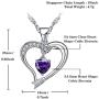 Emma Manor EM Love Heart Birthstone Necklace for Women 14k White Gold Plated Heart Shape 5A Cubic Zirconia Forever Love Arrow Pendant Necklace