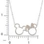 Disney Mickey and Minnie Mouse Jewelry for Women, Silver Plated Interlocking Mickey and Minnie Mouse Pendant Necklace;