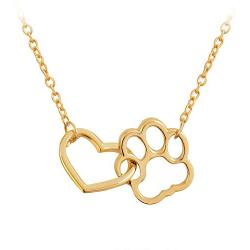 MIXIA Cat Dog Puppy Paw Print Stamped Pet Memorial Pendant Necklace Love Heart Necklace Jewelry