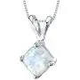 14 Karat White Gold Cushion Cut Created Opal Pendant 14 Karat White Gold Cushion Cut Created Opal Pendant