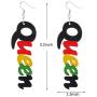 GUOXIAOMEI 2 Pairs Afrocentric African Wood Earrings African Wooden Dangle Text Earrings Natural Ethnic Earrings