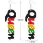 GUOXIAOMEI 2 Pairs Afrocentric African Wood Earrings African Wooden Dangle Text Earrings Natural Ethnic Earrings