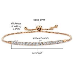 Tirafina Sterling Silver Diamond 1/10th CTTW Adjustable Bolo Bracelet, Easy-On Easy-Off, Wrist Size 6”, 7” and 8” Colors Silver, Rose Gold and Yellow Gold