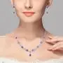 EleQueen Womens Silver-Tone Cubic Zirconia Teardrop Flower Bridal V-Necklace Jewelry Set Dangle Earrings
