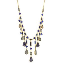 CATHERINE MALANDRINO Multi-Colored Stone Waterfall Style Yellow Gold-Tone Necklace for Women