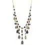 CATHERINE MALANDRINO Multi-Colored Stone Waterfall Style Yellow Gold-Tone Necklace for Women