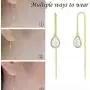 14K Gold Opal Teardrop Threader Earrings for Women Girls Yellow Gold Drop Dangle Earrings Dainty Earrings Valentines Day Wedding Christmas Gold Jewelry