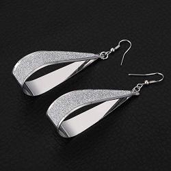 Fashion Womens Silver Crystal Scrub Water Drop Dangle Earrings Party Jewelry Gift