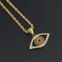 Moca Jewelry Hip-Hop Evil Eye Pendant Stainless Steel Chain Rhinestone Crystal Necklace for Men Women
