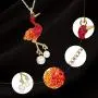 superchic Elegant Red/Blue/White Crane Bird Pearl Necklace with Fine Chain, Colorful Austrian Crystals and White Pearls in Gold/Rhodium Plated Lead-Free Tin-Alloy Metal superchic Elegant Red/Blue/White Crane Bird Pearl Necklace with Fine Chain, Colorful Austrian Crystals and White Pearls in Gold/Rhodium Plated Lead-Free Tin-Alloy Metal