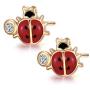 Ladybug Pendant Necklace for Advent Gift, Charms Christmas Gift 14k Gold-Filled Red and Black Ladybug Pendant Necklace Rings Set Jewelry For Kids,18” (ladybug)