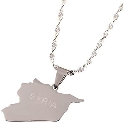 Stainless Steel Syria Map Flag Pendant Necklaces Syrians Jewelry