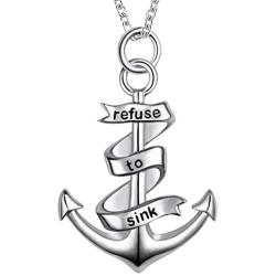 925 Sterling Silver Engraved Anchor Pendant Pirate Nautical Necklace Sailors Jewelry Gifts for Men Women