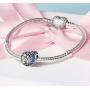 Cute Cat Bead Charms fit Pandora Charms Bracelet Blue Crystal Charm fit Snake Chain Bracelets