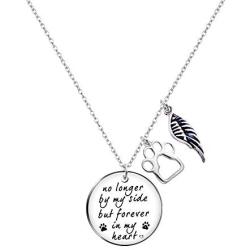 Pet Memorial Necklace Sympathy Gift- No Longer by My Side but Forever in My Heart