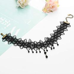 Clairy Gothic Choker Necklace Lace Black Necklace Crystal Necklace Chain Delicate Pendant Necklace Halloween Jewelry for Women and Girls