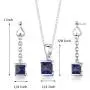 Peora Created Blue Sapphire Drop Earrings and Pendant Necklace Jewelry Set for Women in Sterling Silver, Dainty Heart Accent, 2.75 Carats total Princess Cut, with 18 inch Chain Peora Created Blue Sapphire Drop Earrings and Pendant Necklace Jewelry Set for Women in Sterling Silver, Dainty Heart Accent, 2.75 Carats total Princess Cut, with 18 inch Chain